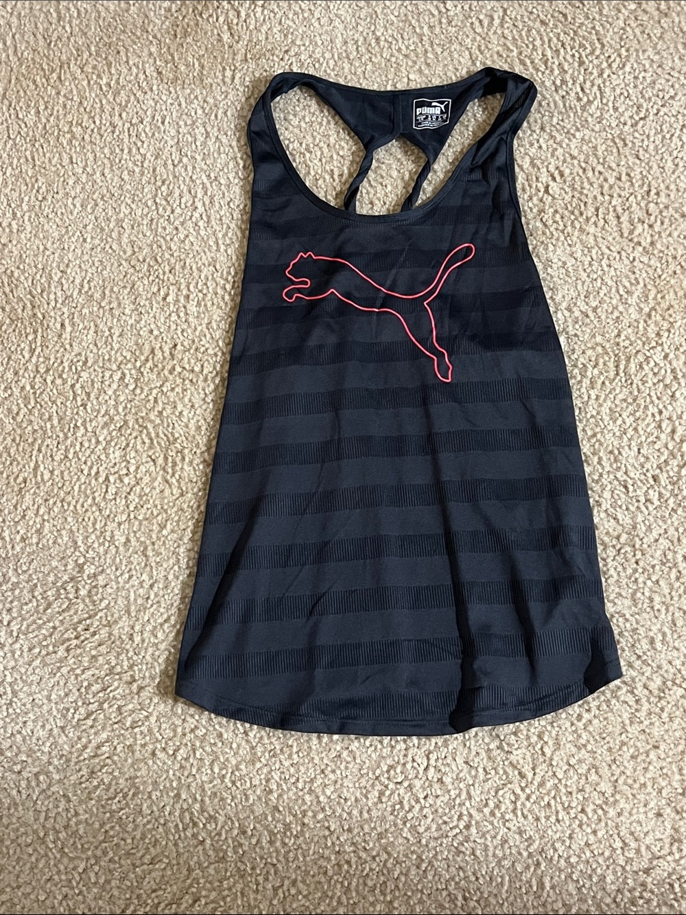 Puma Black Sports Tank with White Logo Tag